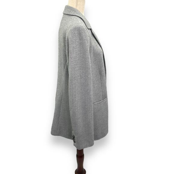 Ann Taylor Loft Blazer Size 16 Light Gray Chevron Knit Casual Career Suit Jacket - Picture 5 of 10